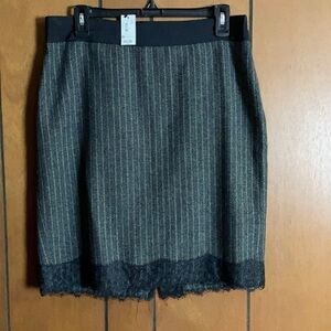 NEW The Limited Herringbone Lace Black Trim Skirt Size 10